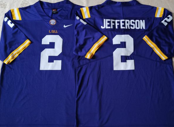 Men LSU Tigers #2 Jefferson Purple Nike 2025 NCAA Jersey